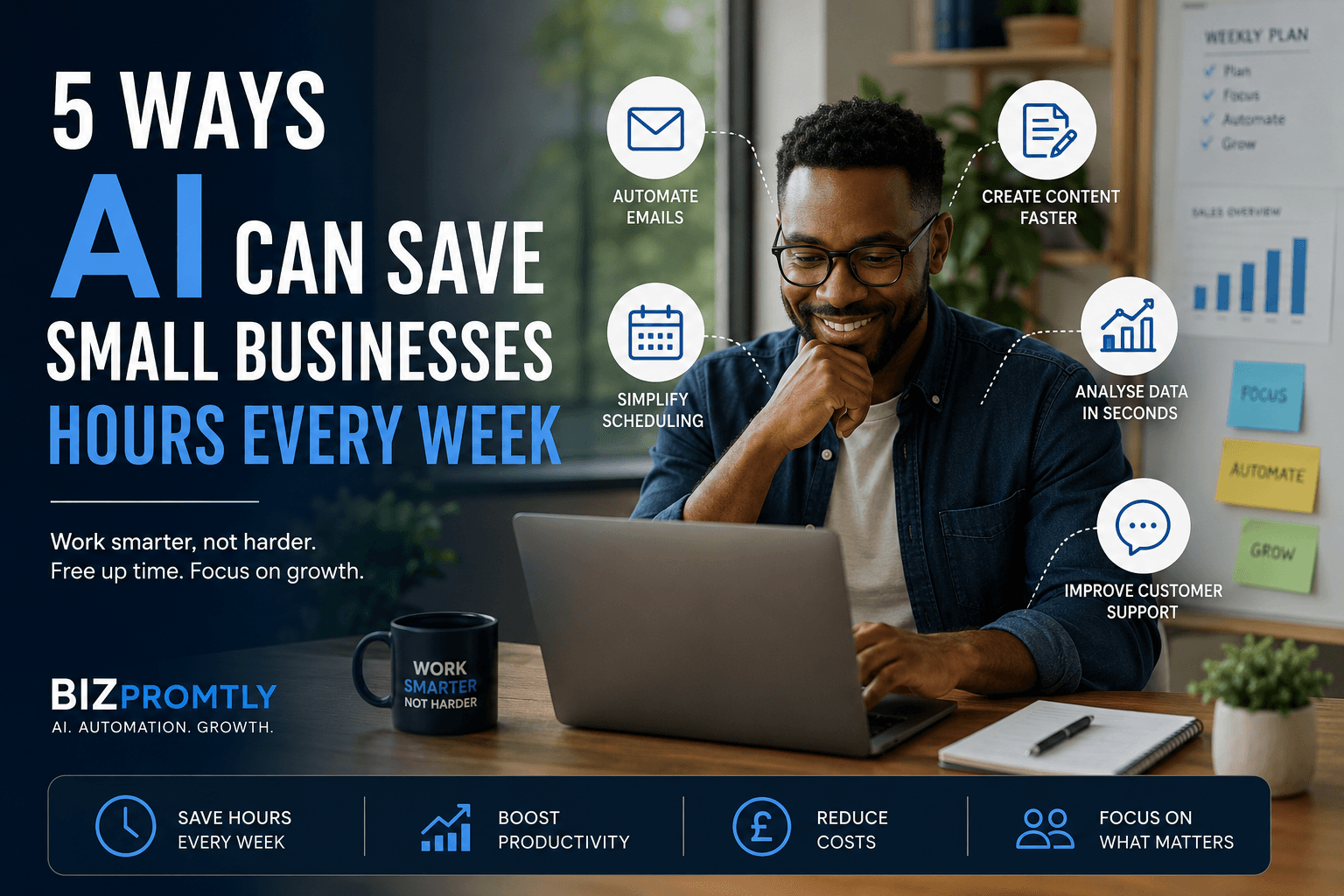 Business owner using AI tools to improve productivity.